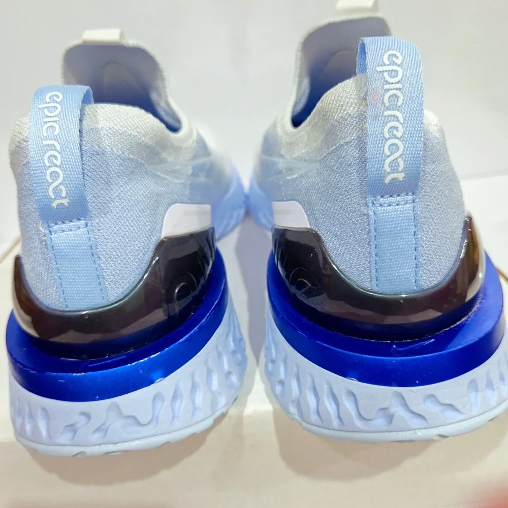 Nike Epic React Flyknit Phantom Mens 13 White Blue BV0417-101 Laceless Running